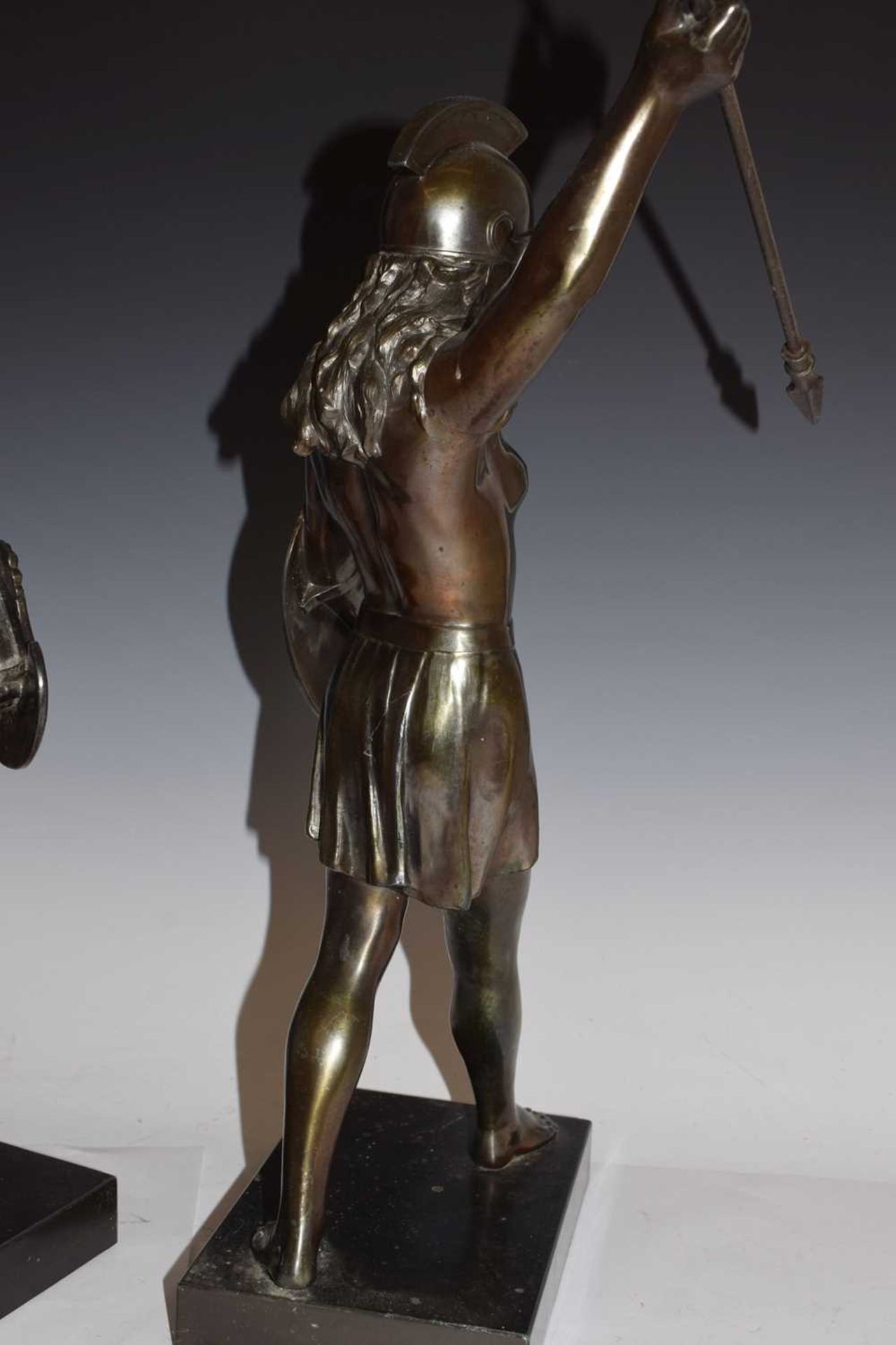 Two early 20th century bronzed spelter figures of female warriors - Image 8 of 14