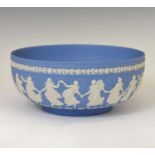 Late 20th century Wedgwood blue jasperware ‘Dancing Hours’ bowl
