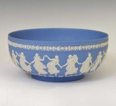 Late 20th century Wedgwood blue jasperware ‘Dancing Hours’ bowl