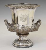 Late 19th century silver-plated ice bucket or wine cooler of campana baluster form