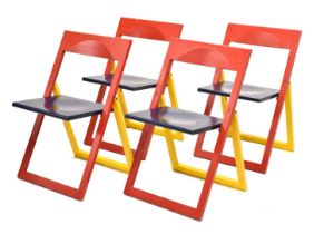 Set of four wooden folding chairs, circa 1980