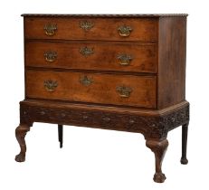 Ex Marston Park, Frome - Mid 18th century mahogany chest on stand