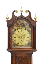 Early 19th century Scottish mahogany-cased 8-day painted dial longcase clock