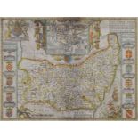 Speed (John), 17th century hand coloured engraved map of 'Suffolke (Suffolk)