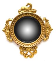 19th century giltwood and gesso framed convex wall mirror