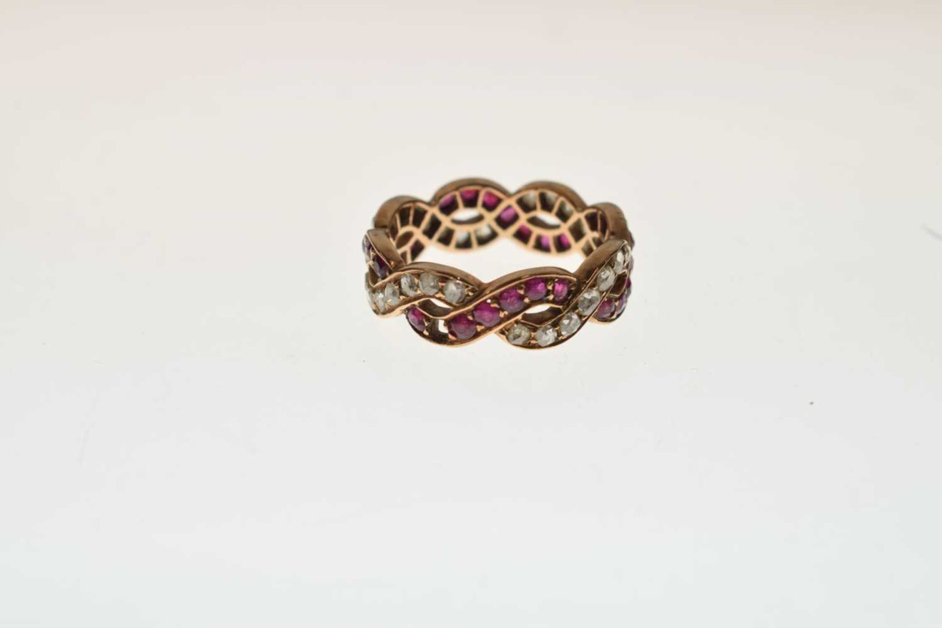 Ruby and diamond crossover full eternity ring - Image 3 of 9
