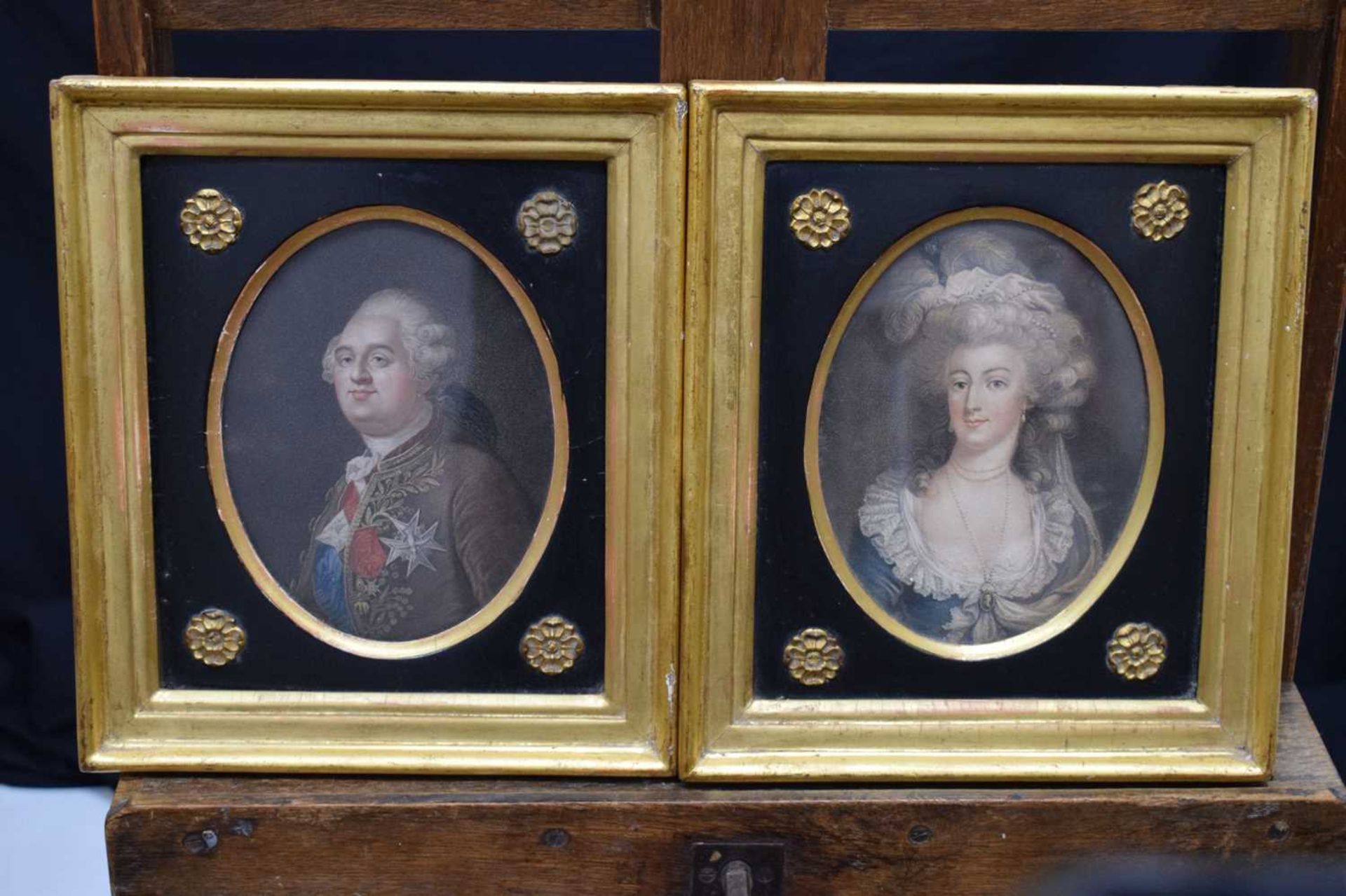 Two 18th century coloured mezzotints of Louis XVI and Marie Antoinette - Image 3 of 11