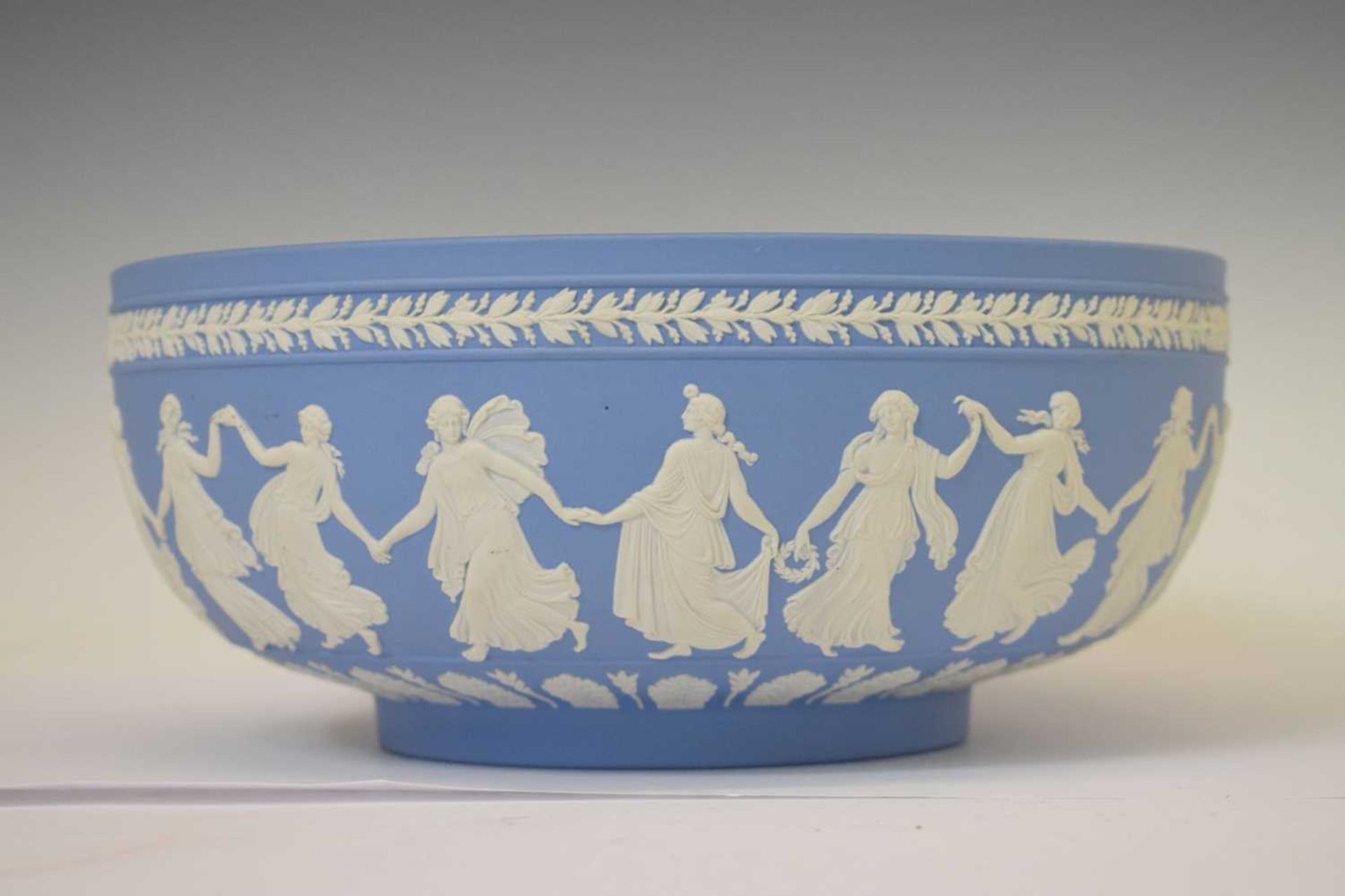 Late 20th century Wedgwood blue jasperware ‘Dancing Hours’ bowl - Image 2 of 11