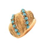 Turquoise set yellow gold ring