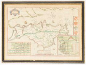 Speed (John), 17th century hand coloured engraved map of the 'Island of Wight'