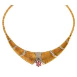 Ruby and diamond 18ct yellow and white gold set collar necklace