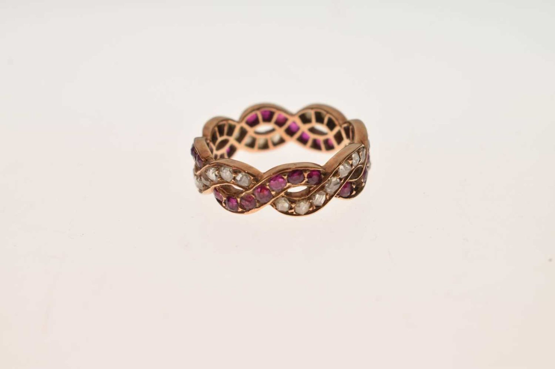 Ruby and diamond crossover full eternity ring - Image 2 of 9