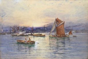 William E Harris (1860-1930) - Watercolour - River Thames