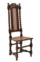 Late 17th century walnut and cane high-back chair