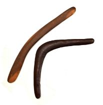 Two Australian Aboriginal chip-carved hardwood boomerangs