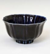 Chinese porcelain dark monochrome blue glaze bowl