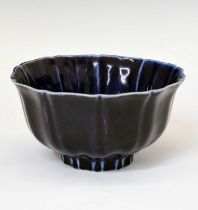 Chinese porcelain dark monochrome blue glaze bowl