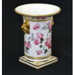 Nantgarw cylindrical vase with rose decoration