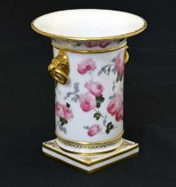 Nantgarw cylindrical vase with rose decoration