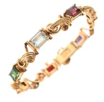 Multi-gem set 18ct gold bracelet