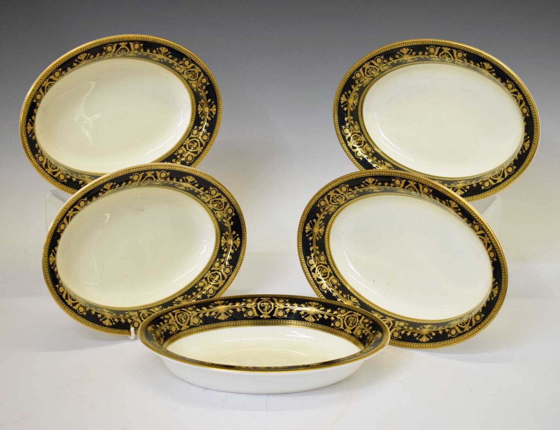 Five Wedgwood ‘Astbury’ pattern oval dishes