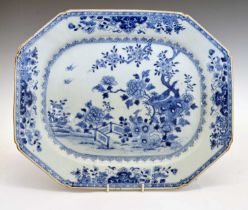 19th century Chinese export porcelain blue and white meat plate