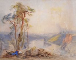 James Baker Pyne (1800-1870) - Watercolour - 'Westward evening view’