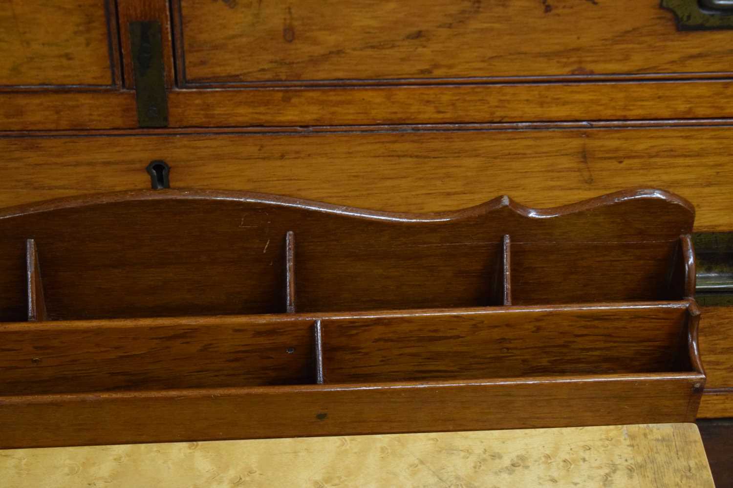 Late 19th century brass-bound teak campaign secretaire chest - Image 3 of 16