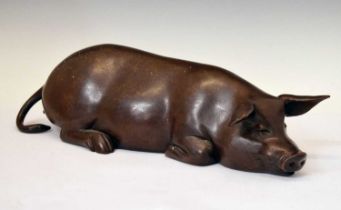 Jon Buck (b. 1951) - 'Simply a Pig', limited edition (3 / 6) bronze sleeping pig