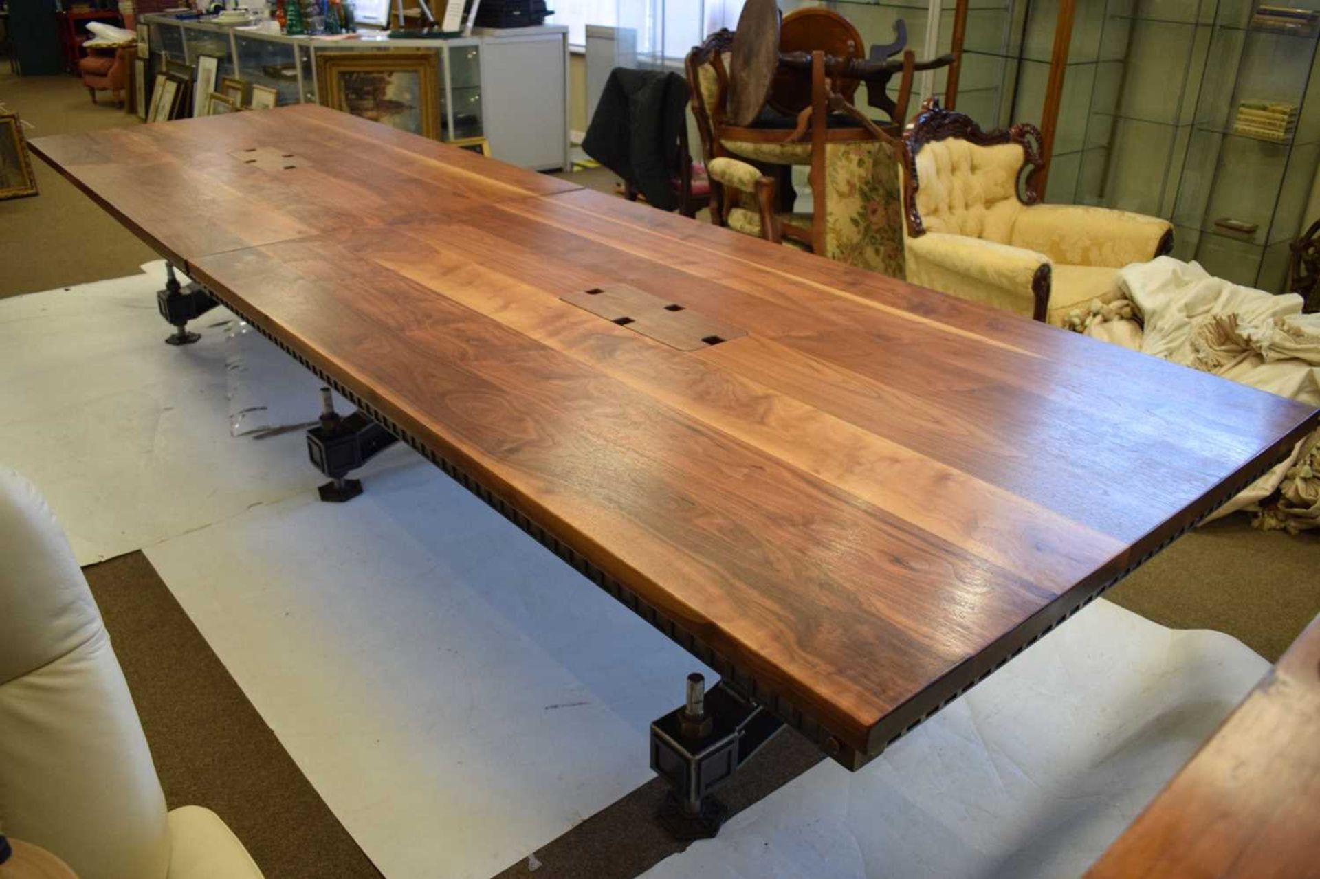 Steel Vintage 'Brunel' bespoke steel and American black walnut boardroom table - Image 11 of 19