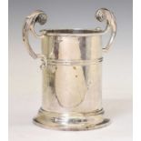 George V silver wine cooler or bottle stand of cylindrical form