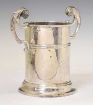 George V silver wine cooler or bottle stand of cylindrical form