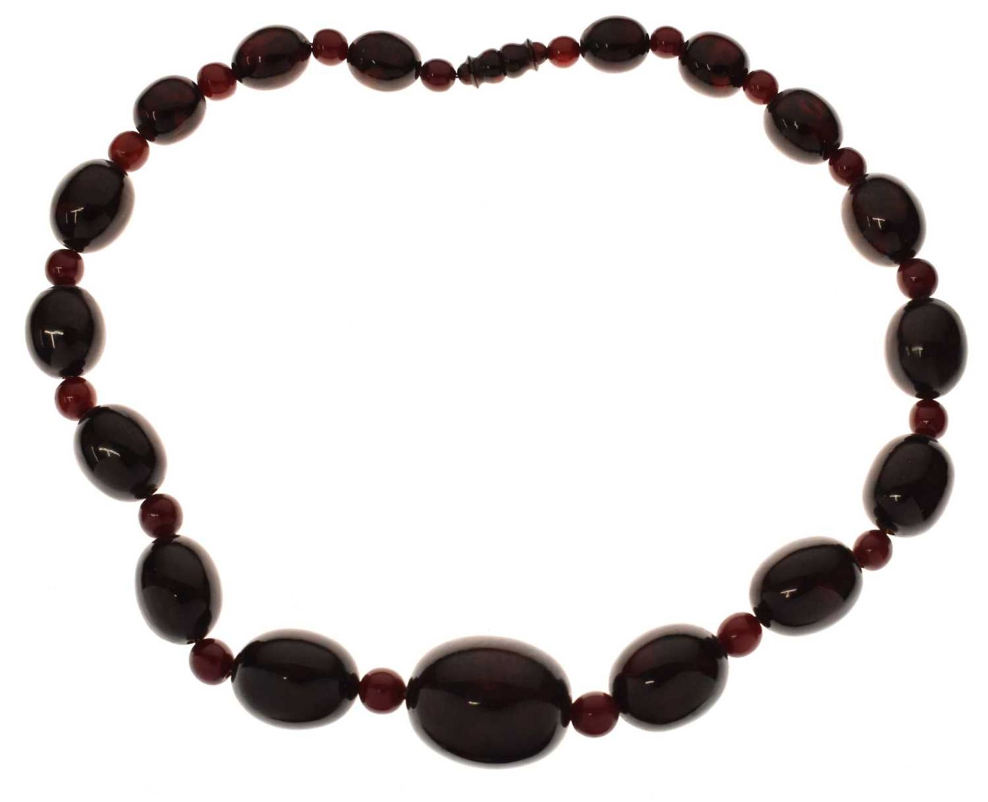 'Cherry amber' coloured bead necklace