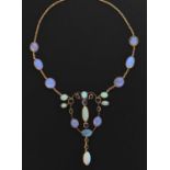 Opal and sapphire pendant necklace in the Arts and Crafts manner