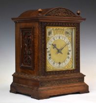 Winterhalder & Hofmeier carved walnut chiming bracket clock
