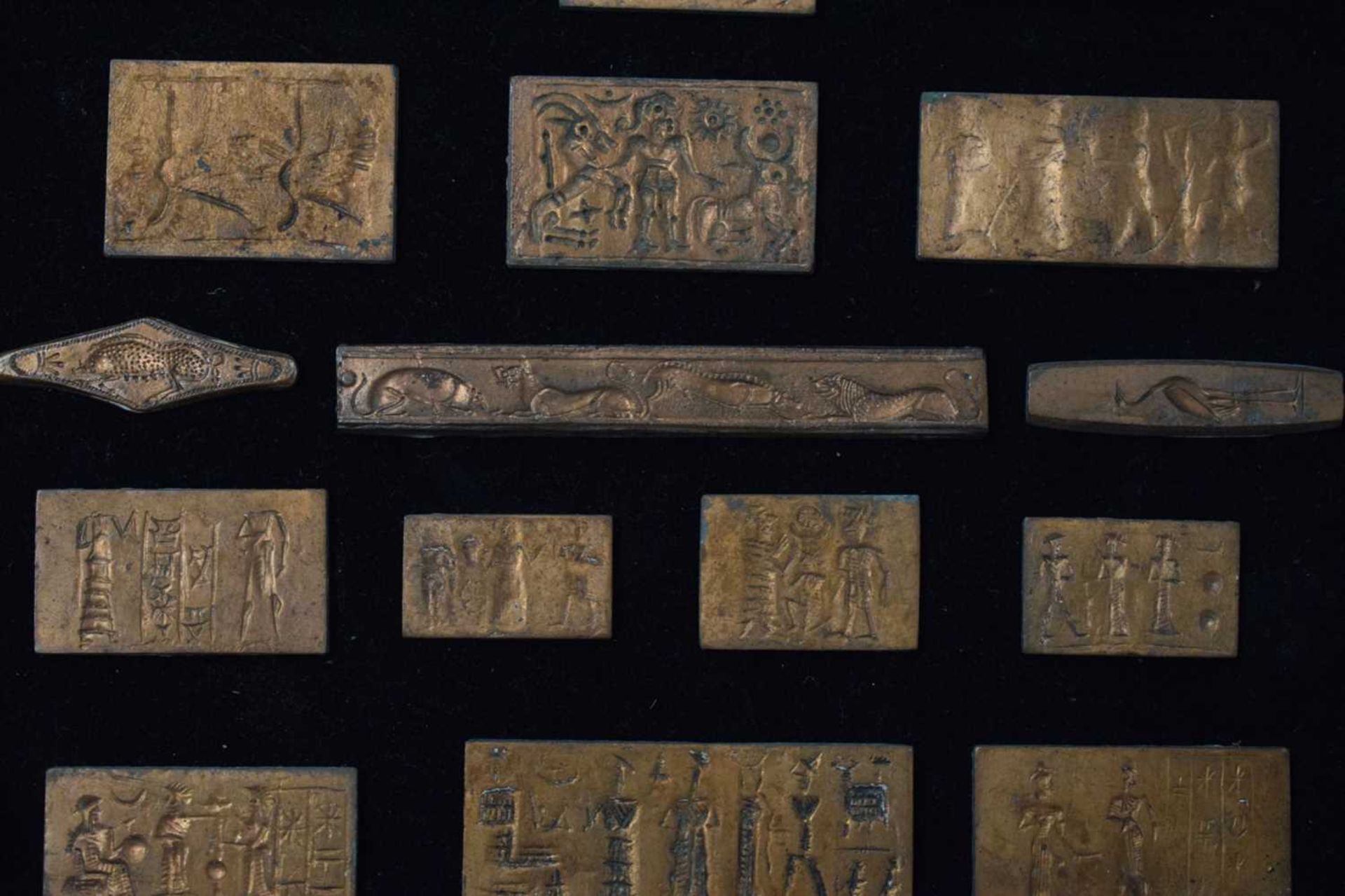 Collection of approximately seventy Grand Tour style cast metal rectangular intaglios - Image 4 of 10