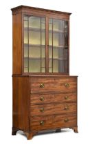 Late George III mahogany secretaire bookcase