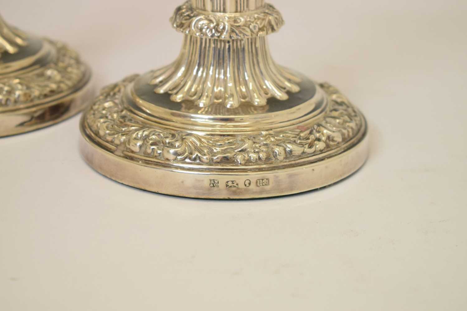 Pair of Victorian silver candlesticks - Image 3 of 15