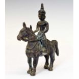 Indian bronze figure of Khandoba (Shiva) on horseback