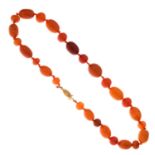 'Butterscotch amber' coloured bead necklace