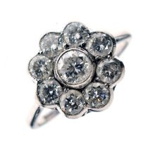 Diamond nine stone daisy cluster ring