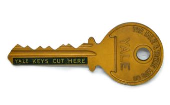 20th century cast aluminium advertising display sign in the form of a large Yale key