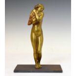 Continental Art Deco gilt metal figure of a female nude