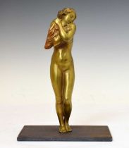 Continental Art Deco gilt metal figure of a female nude