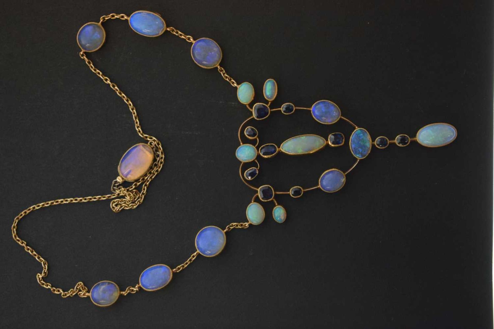 Opal and sapphire pendant necklace in the Arts and Crafts manner - Image 2 of 12