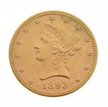 USA ten dollar gold coin, liberty head, 1893