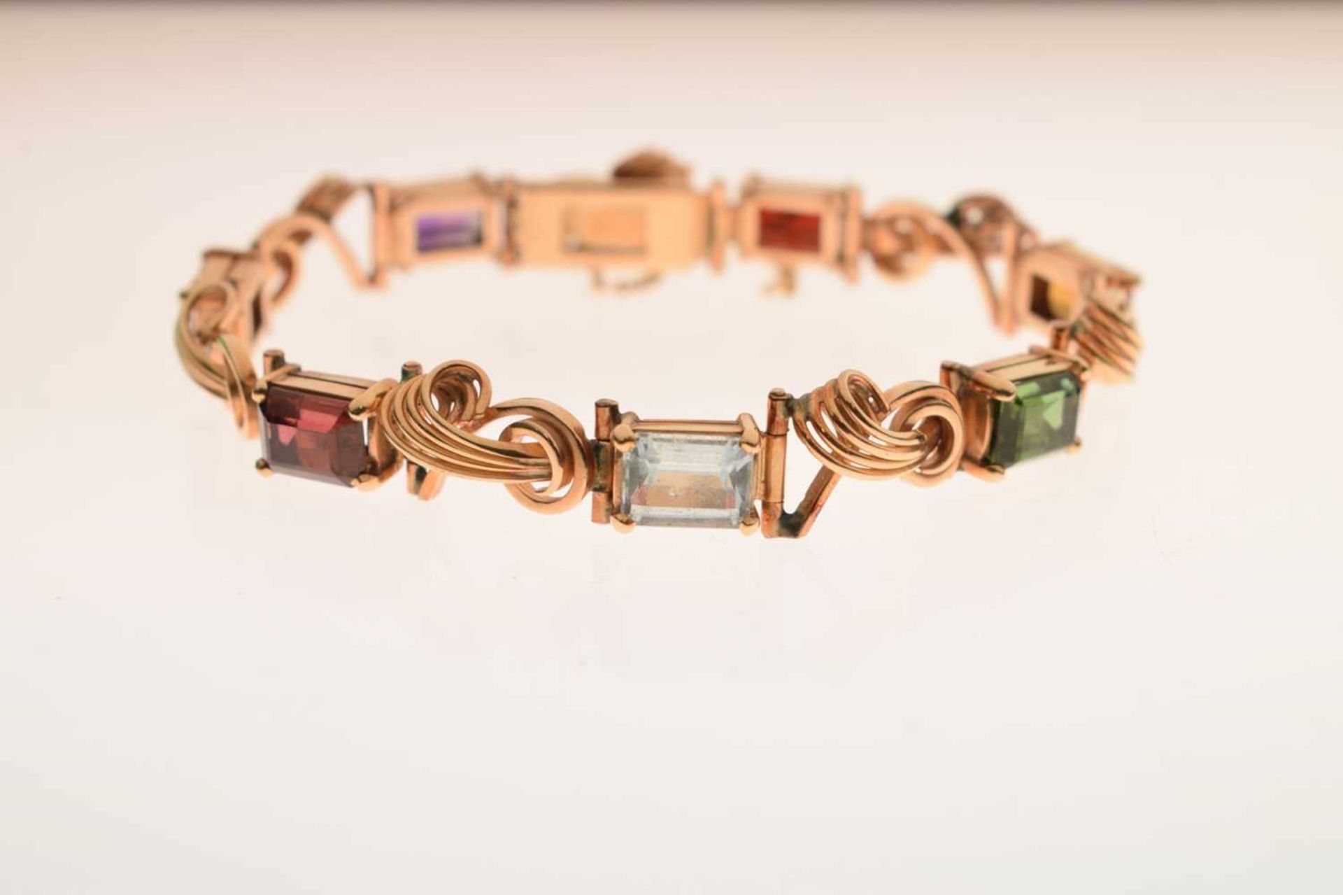 Multi-gem set 18ct gold bracelet - Image 12 of 12
