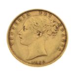 Queen Victoria gold young head sovereign, 1852