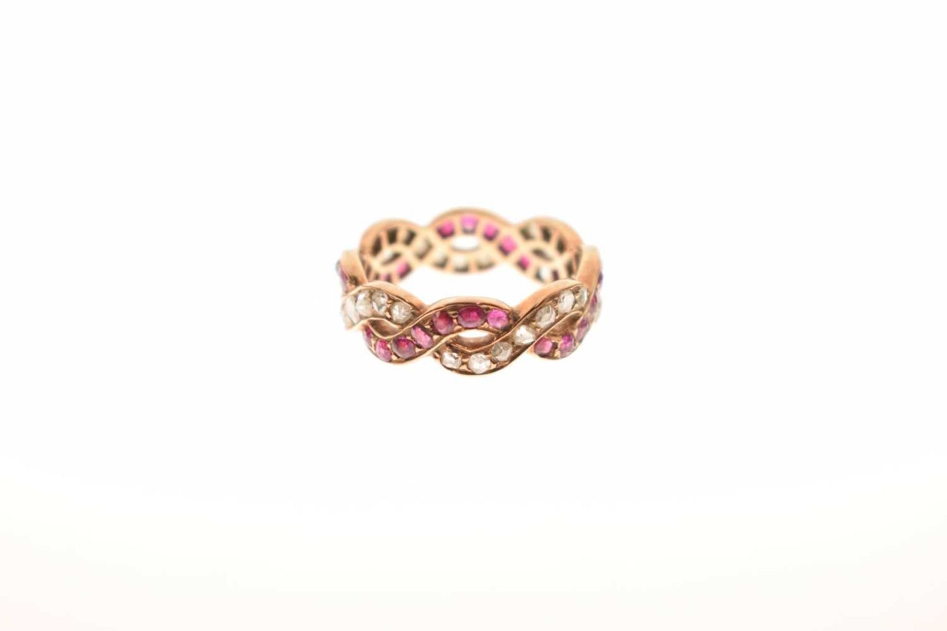 Ruby and diamond crossover full eternity ring - Image 9 of 9
