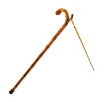 Early 20th century horse measuring walking stick